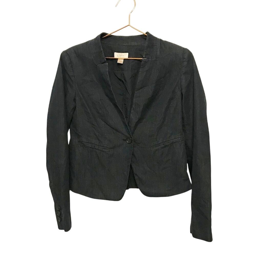 Loft factory dark blue wash blazer career jacket size 0